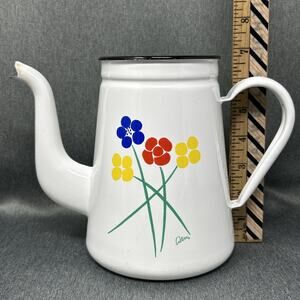 Vintage Saltera Coffee Pot Groovy Floral Pattern Rustic Kitchen Decor NO LID